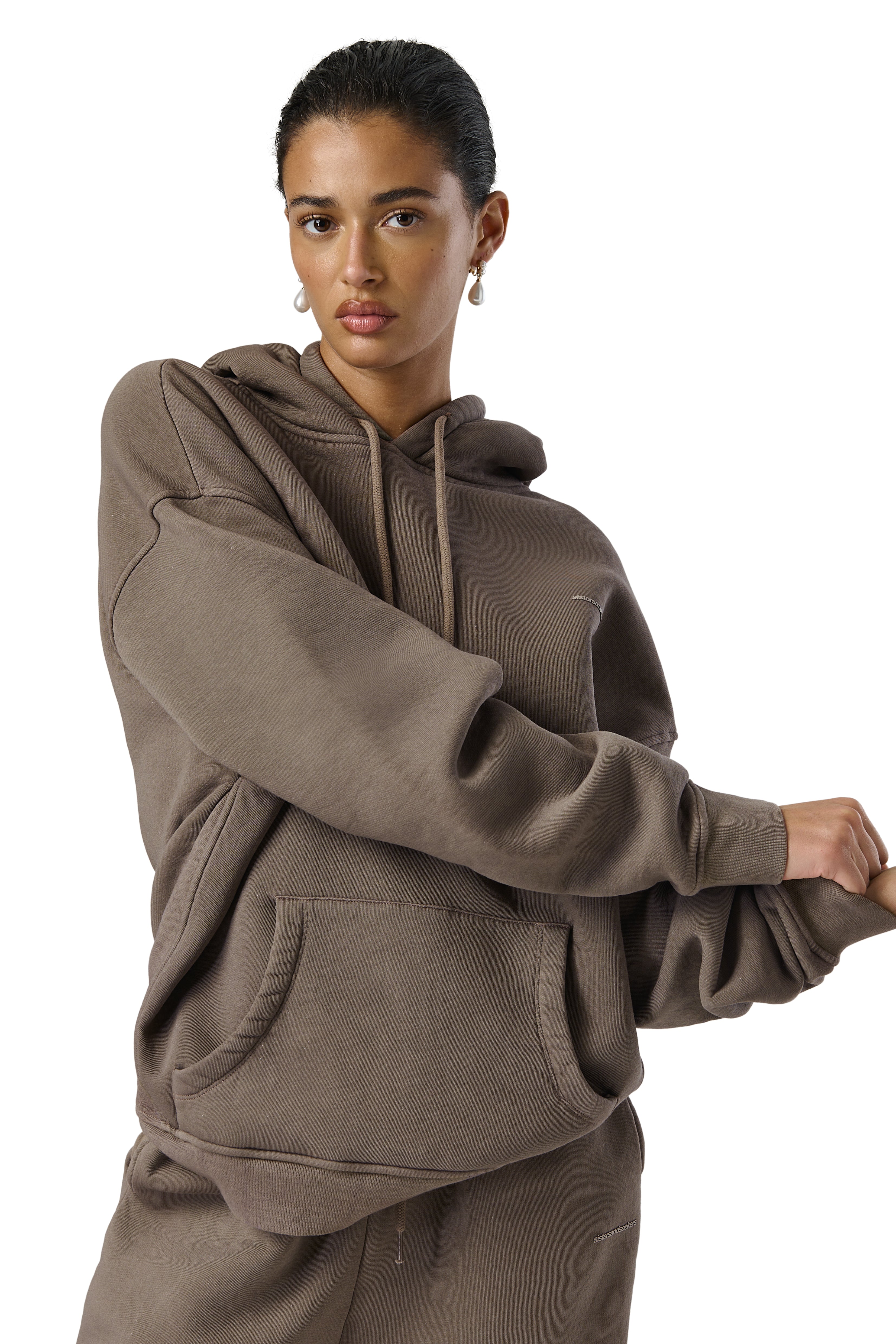 Model Iman is 5'8 and wears size S.